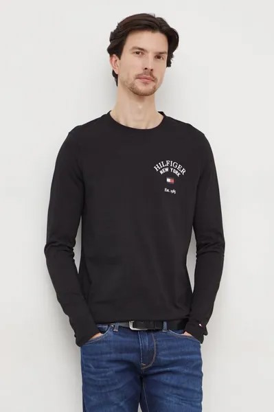 Лонгслив из хлопка Tommy Hilfiger, черный
