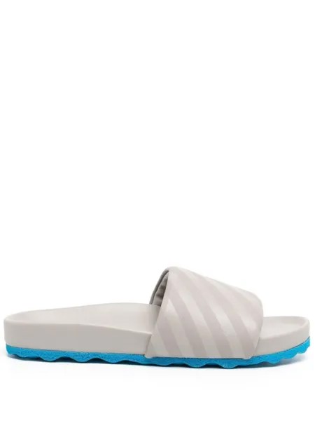 Шлепанцы с полосками Diag Off-White, серый