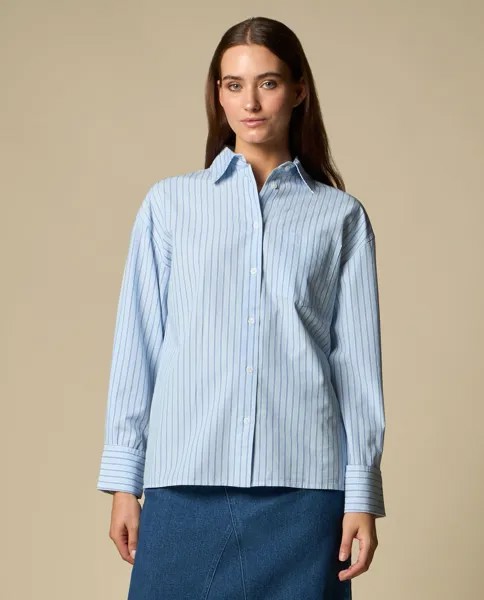 Рубашка в полоску для женщин из чистого хлопка NICE&CHIC, светло-синий