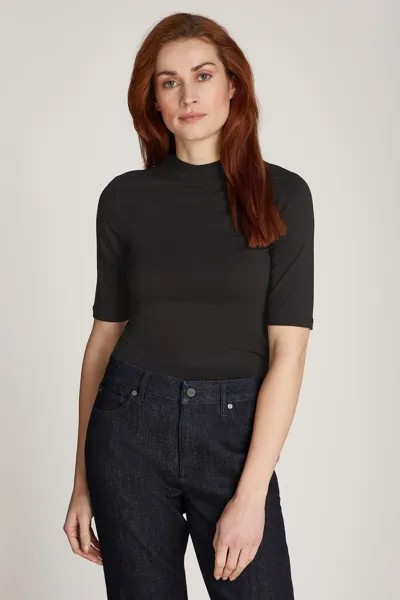 Облегающий топ стрейч с воротником стойкой 1/2 Calvin Klein, черный