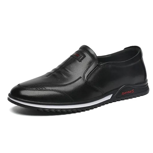 Мужские классические туфли, однотонные повседневные кожаные туфли 6 см, удобные мягкие дышащие мужские лоферы без застежки, 2021