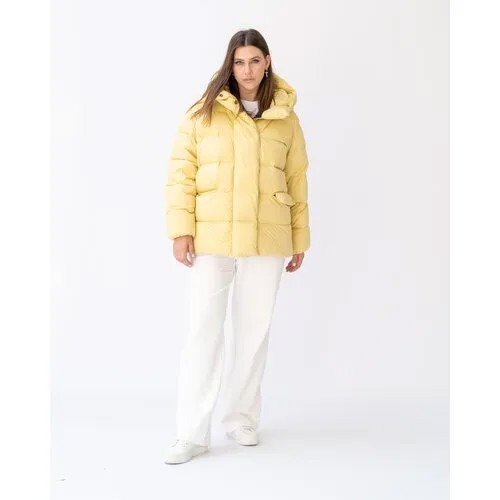 Куртка  Modress зимняя, средней длины, силуэт прямой, карманы, капюшон, размер 54, желтый