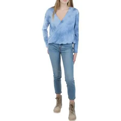 1. Государственная женская синяя укороченная блузка с v-образным вырезом и запахом, рубашка M BHFO 7259