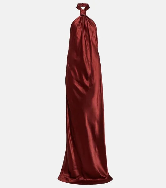 Атласное платье с воротником халтер Ann Demeulemeester, красный