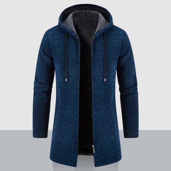 Мужской свитер, пальто с плюшевой подкладкой, однотонный вязаный кардиган средней длины на завязках, ветровка, уличная одежда на осень и зиму