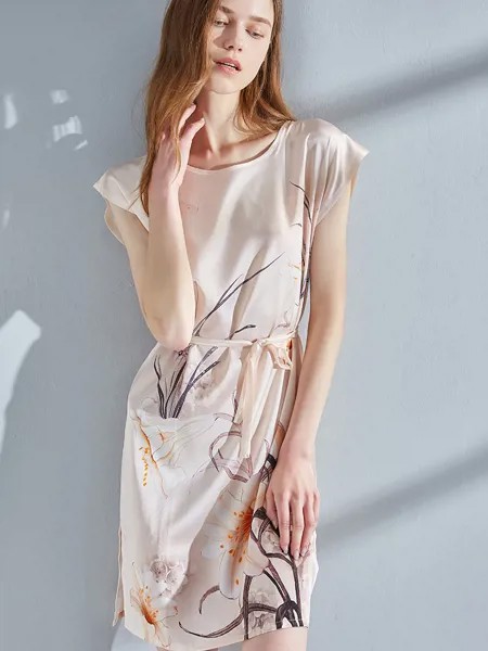 Ханчжоу натурального шелка ночная рубашка для женщин высокое качество спальное платье с шортами, одежда для сна из натурального шелка ночн...
