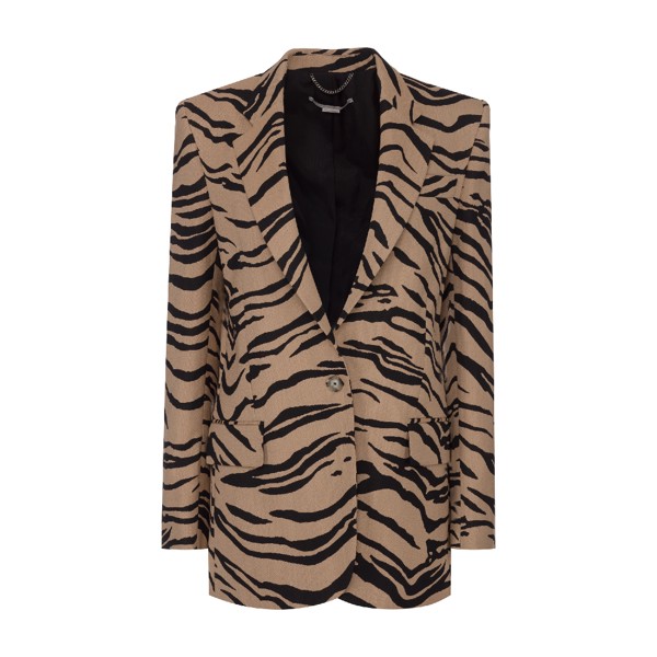 Однобортный жакет Stella Mccartney Tiger Print, коричневый/черный