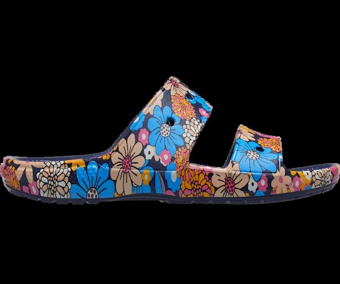 Классические сандалии Crocs с цветочным принтом в стиле ретро мужские, цвет Navy / Multi