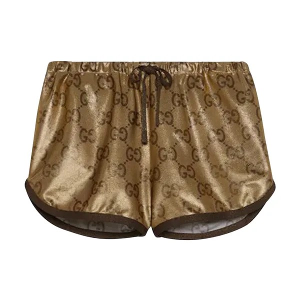 Gucci Maxi GG Сверкающие шорты из джерси, Camel Gold/Multicolor
