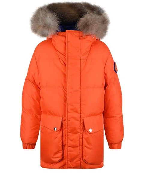 Двухсторонний пуховик с меховой отделкой Moncler детский