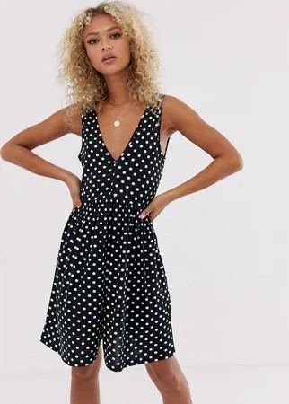 Свободный ромпер в горошек ASOS DESIGN Сurved-Мульти