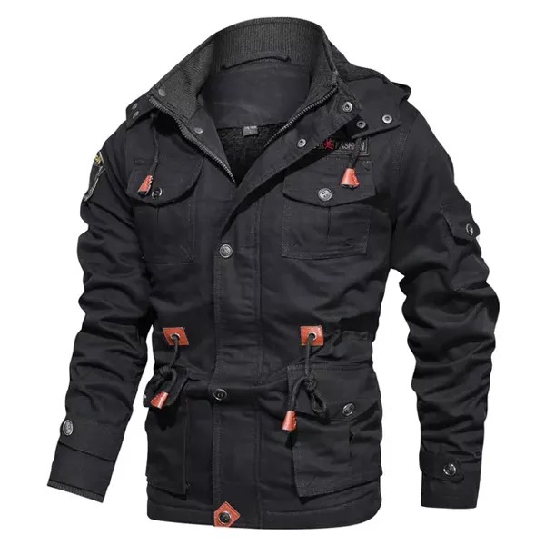 Мужская Флисовая Повседневная куртка с капюшоном, новая зимняя ветровка-пилот в стиле милитари, Мужская модная ветрозащитная куртка-Карго