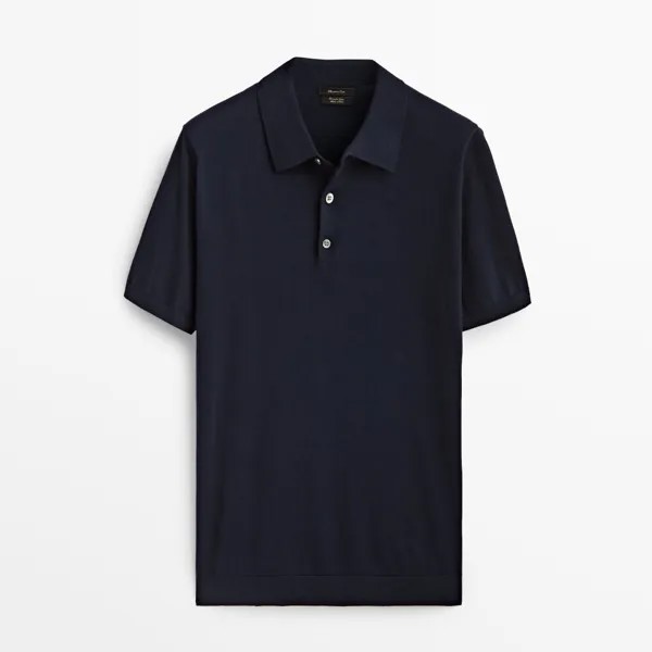 Свитер Massimo Dutti Short Sleeve Cotton Polo, темно-синий