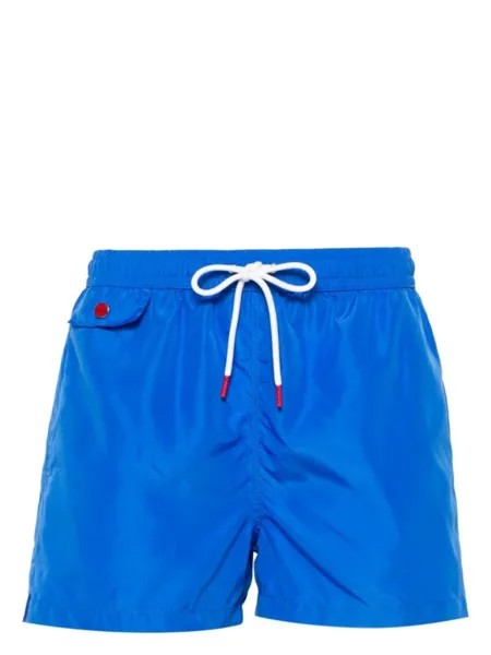 Kiton плавки-шорты с вышитым логотипом, синий