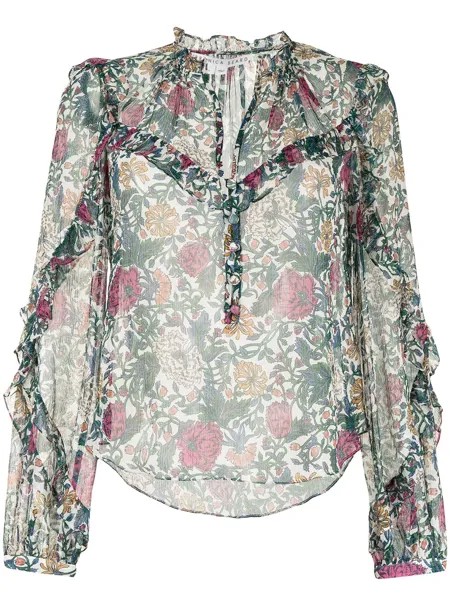 Veronica Beard прозрачная блузка с цветочным принтом