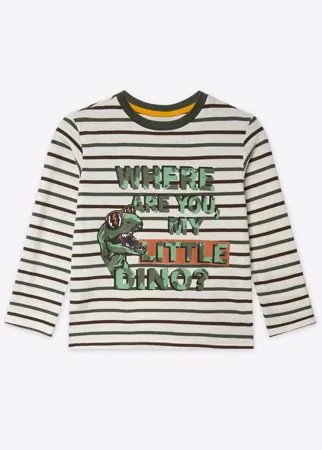 Лонгслив oversize в полоску с динозавром для мальчика Gloria Jeans