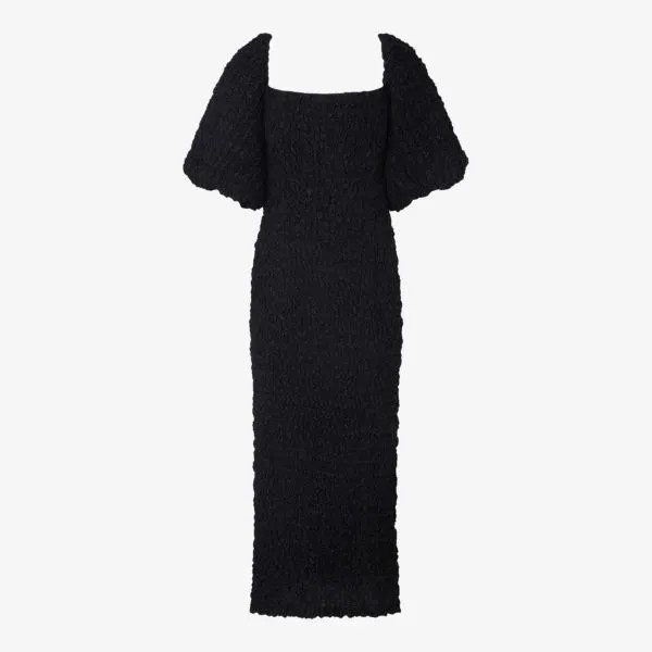 Платье миди Carli со сборками и квадратным вырезом By Malina, черный