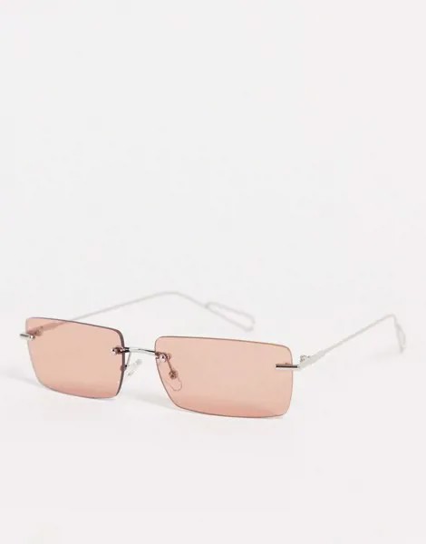 Розовые солнцезащитные очки с квадратными стеклами Weekday Drive-Розовый цвет