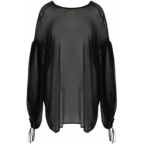 Блуза  Isabel Benenato, нарядный стиль, полупрозрачная, размер 44, черный