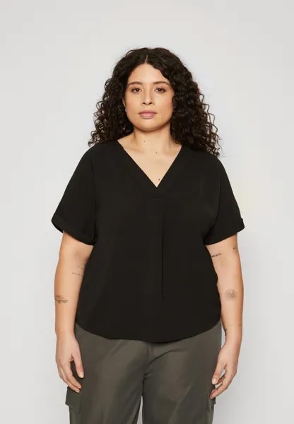 Базовая футболка VMALVA V NECK Vero Moda Curve, цвет black