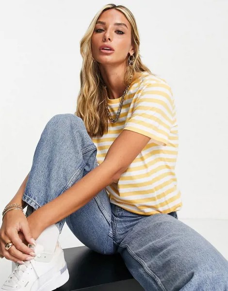 Футболка в желто-белую полоску ASOS DESIGN Ultimate-Разноцветный