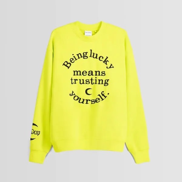 Свитшот Bershka Printed, желтый