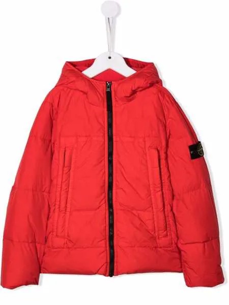 Stone Island Junior пуховик с нашивкой-логотипом