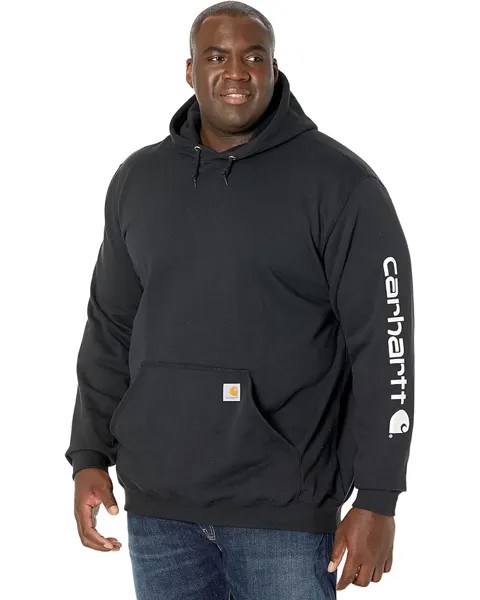 Толстовка Carhartt Big & Tall Midweight Signature Sleeve Logo Hooded, черный