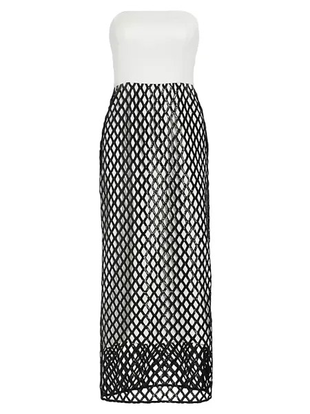 Платье Giselle с блестками и решеткой Ramy Brook, цвет black ivory lattice