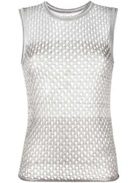 Сетчатый топ с эффектом металлик Dion Lee, серебристый