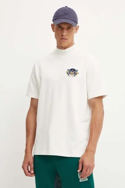 Хлопковая футболка adidas Originals, бежевый