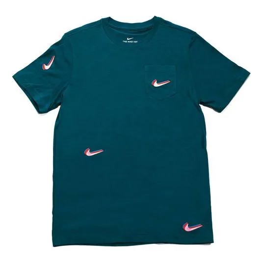 Футболка sb skateboard x parra pocket t shirt midnight turq tee green Nike, зеленый