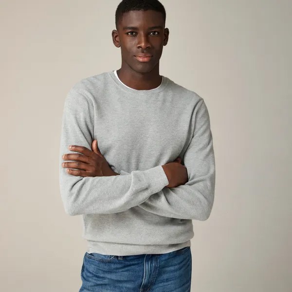 Свитер с круглым вырезом из хлопчатобумажной пряжи пике J.Crew, серый