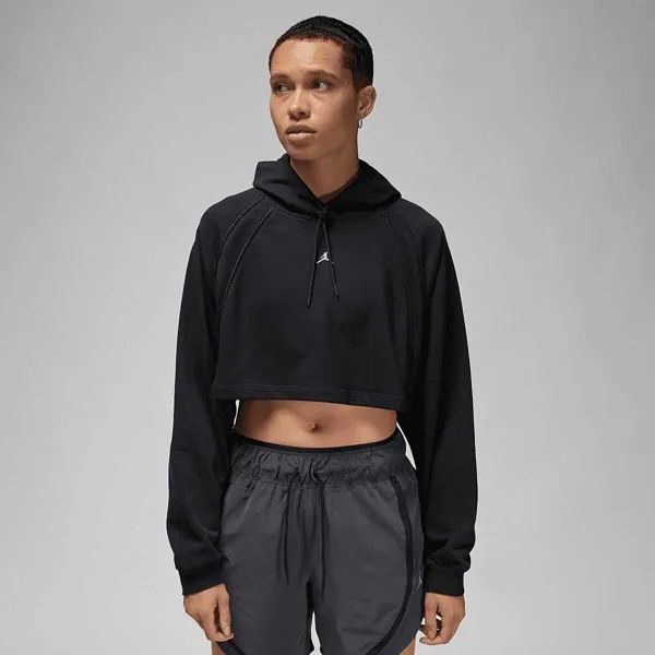 Толстовка W J SPORT CROP FLEECE HOODY Jordan, цвет Emerald/Valerian Blau/Limette