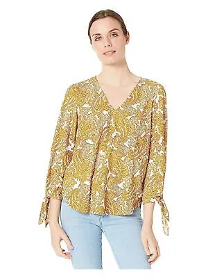 MICHAEL MICHAEL KORS Женская блузка цвета слоновой кости с завязками на манжетах и изогнутым подолом, маленькая P \ XL