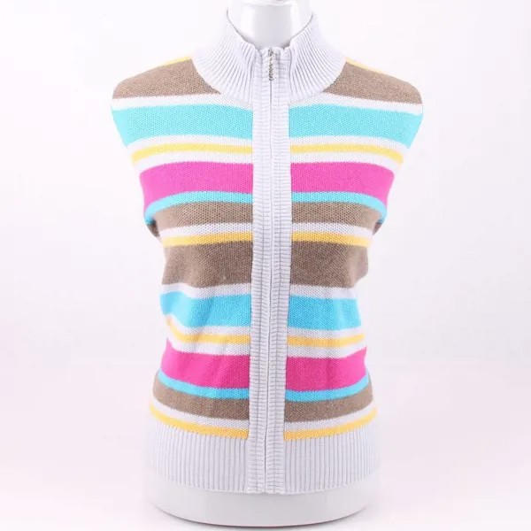 Большой размер, 100% кашемировый толстый вязаный женский модный разноцветный кардиган на молнии в полоску, свитер с воротником, европейский/...