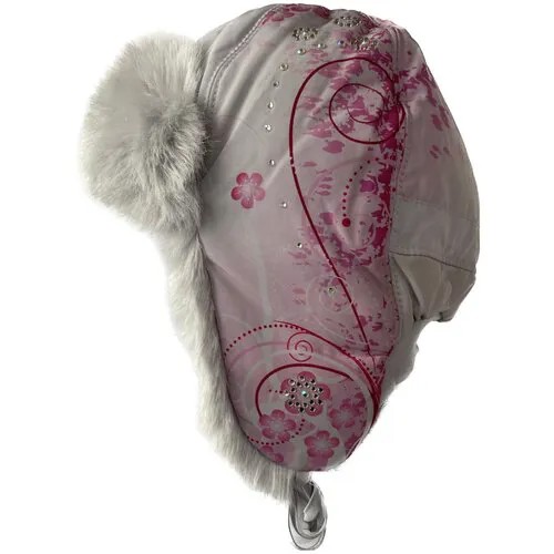 Шапка ушанка TuTu, размер 54-56, розовый, серый