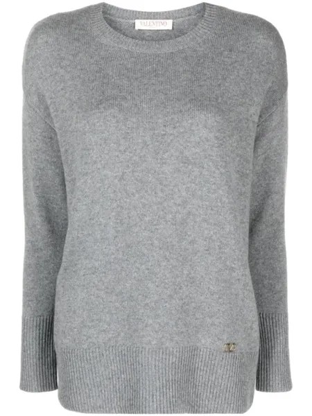 Valentino Garavani кашемировый джемпер с логотипом VLogo Signature, серый