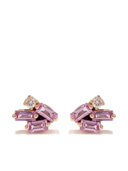Suzanne Kalan маленькие серьги-кластеры из розового золота с бриллиантами и сапфирами