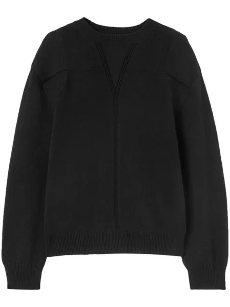 Jil Sander джемпер из смесовой шерсти с круглым вырезом, черный