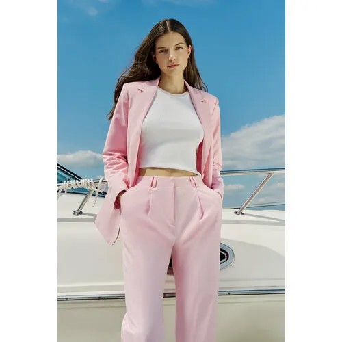 Пиджак Baon, средней длины, силуэт свободный, размер 48, розовый