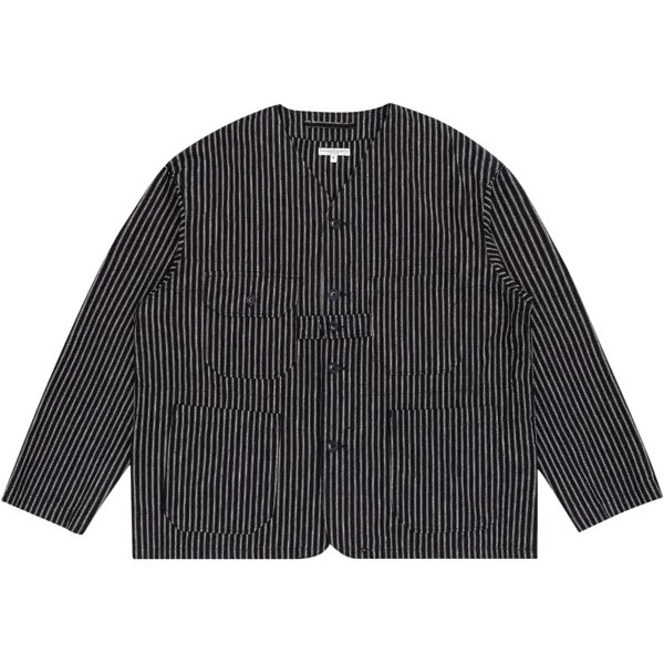 Куртка-кардиган с полосками Engineered Garments LC, темно-синий/серый