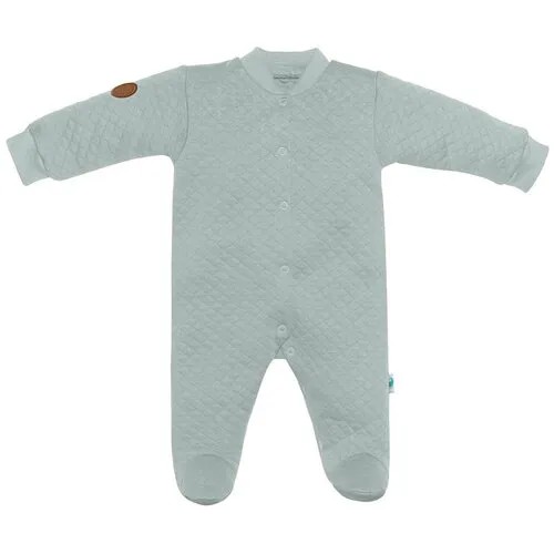 Комбинезон Toucan for Kids детский, на кнопках, застежка для смены подгузника, закрытая стопа, размер 62, голубой