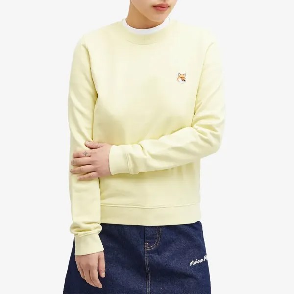Maison Kitsune Толстовка с нашивкой в ​​виде головы лисы, желтый