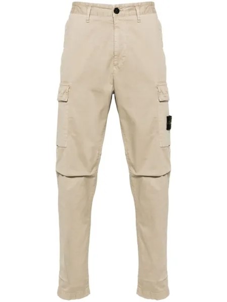 Stone Island зауженные брюки с нашивкой Compass, нейтральный цвет