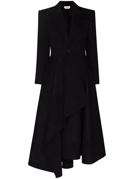 Alexander McQueen однобортное пальто с драпировкой