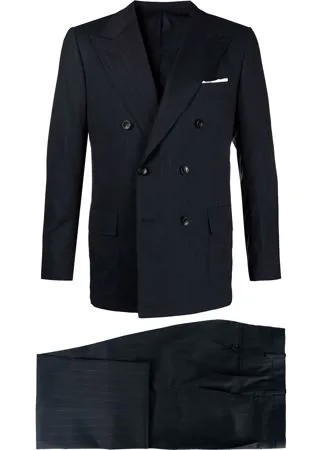 Kiton костюм в тонкую полоску с двубортным пиджаком