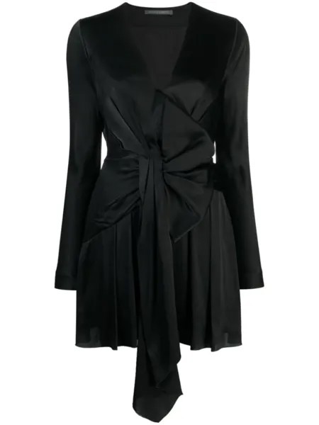 Alberta Ferretti bow-detailing pleated dress, черный
