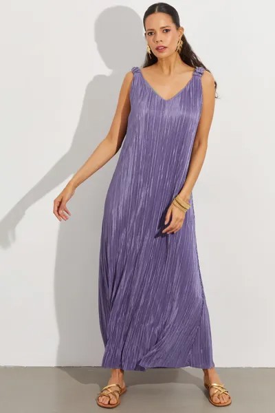 Женское сиреневое платье миди на плиссированной подкладке BK1646 Cool & Sexy, фиолетовый
