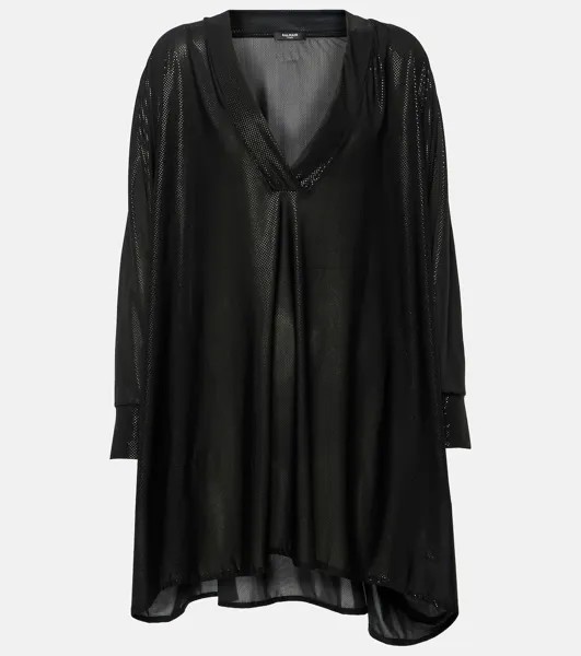 Пляжное платье из джерси Balmain, черный